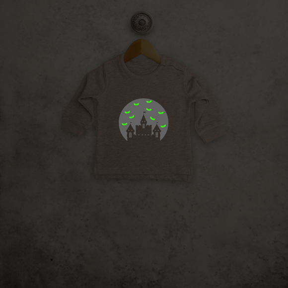 Castle and bats glow in the dark baby sweater