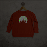 Castle and bats glow in the dark kids sweater