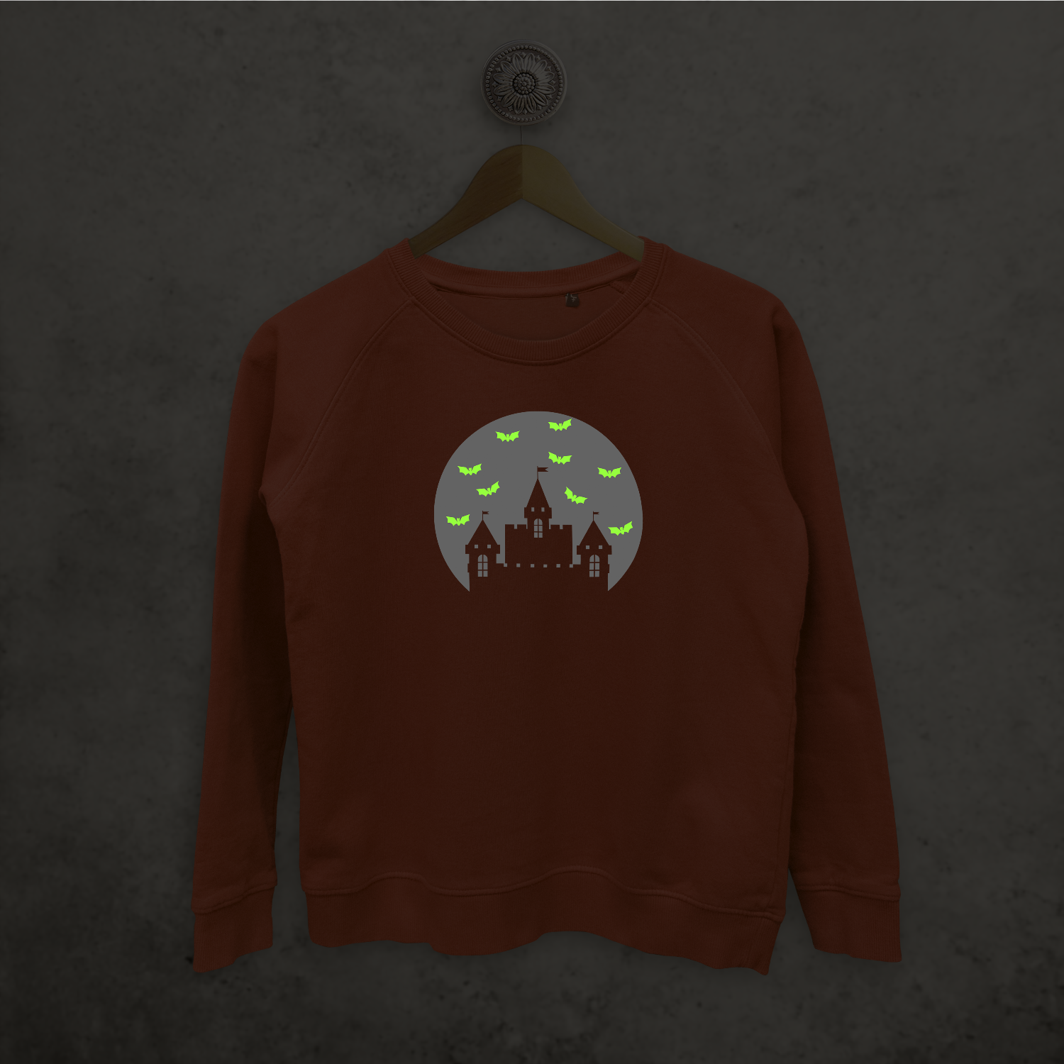 Castle and bats glow in the dark sweater