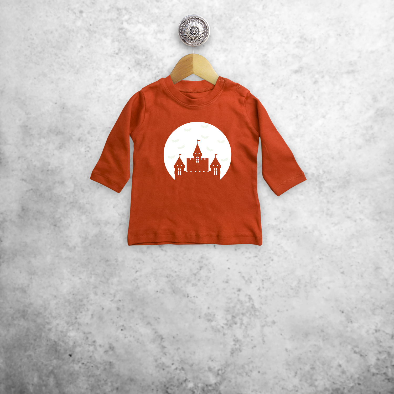 Castle and bats glow in the dark baby longsleeve shirt