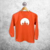 Castle and bats glow in the dark kids longsleeve shirt