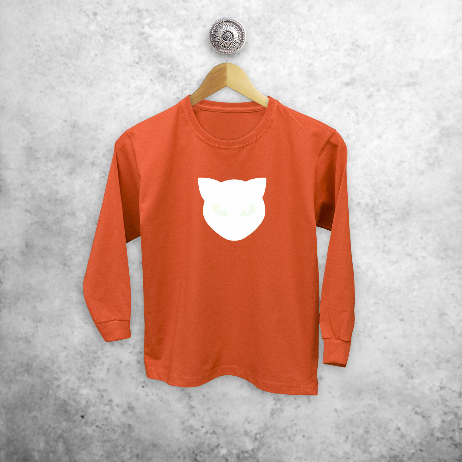 Cat glow in the dark kids longsleeve shirt