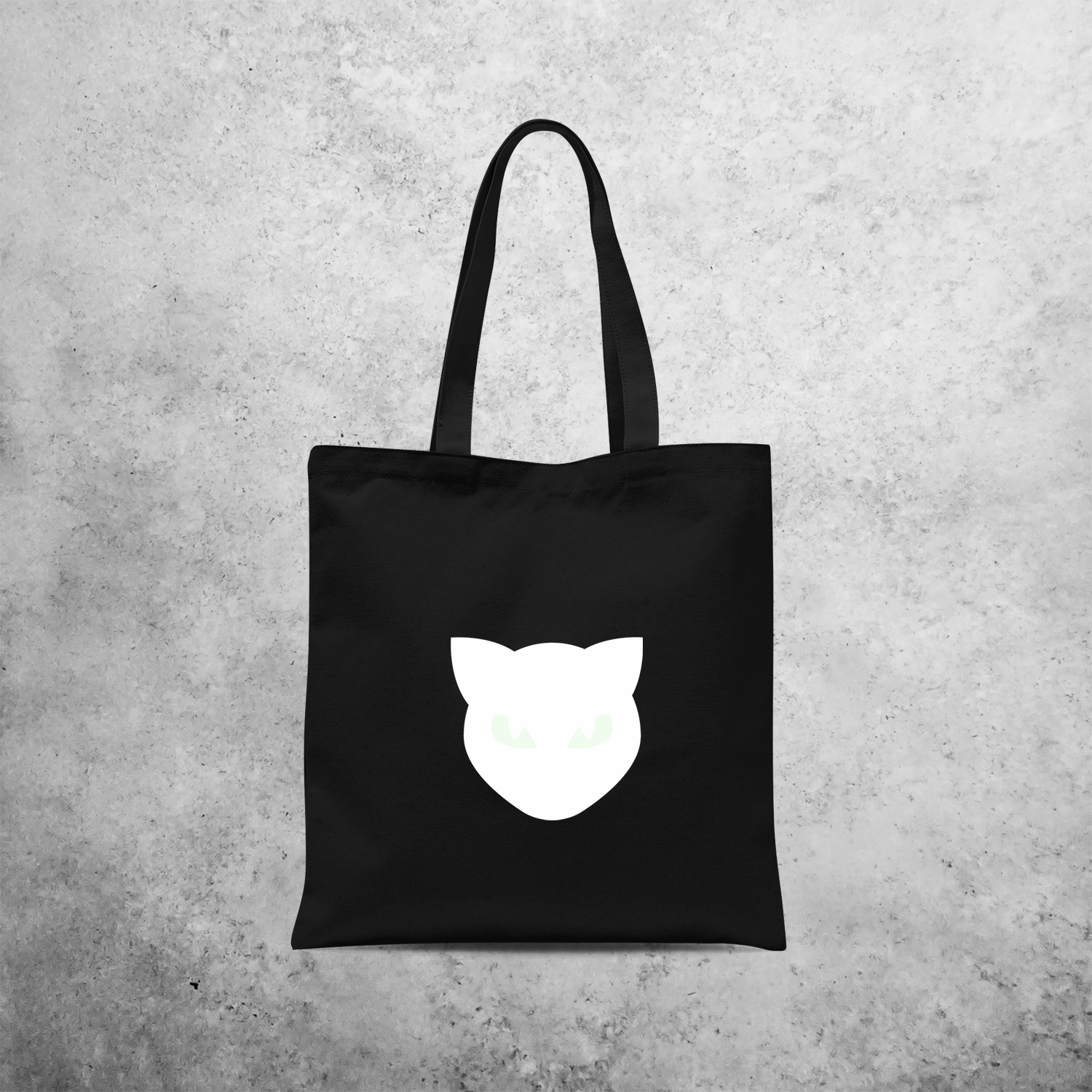 Cat glow in the dark tote bag