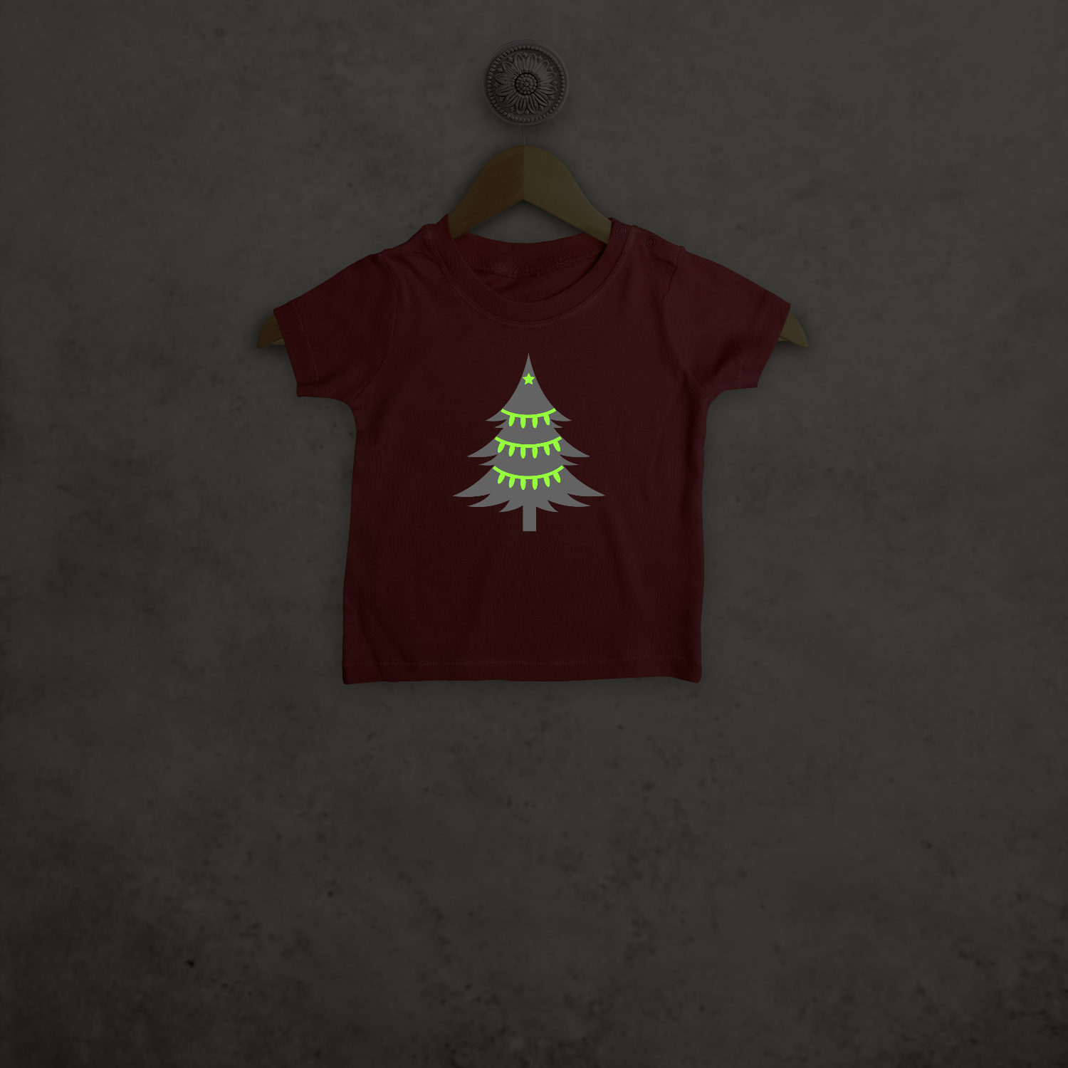 Christmas tree glow in the dark baby shortsleeve shirt