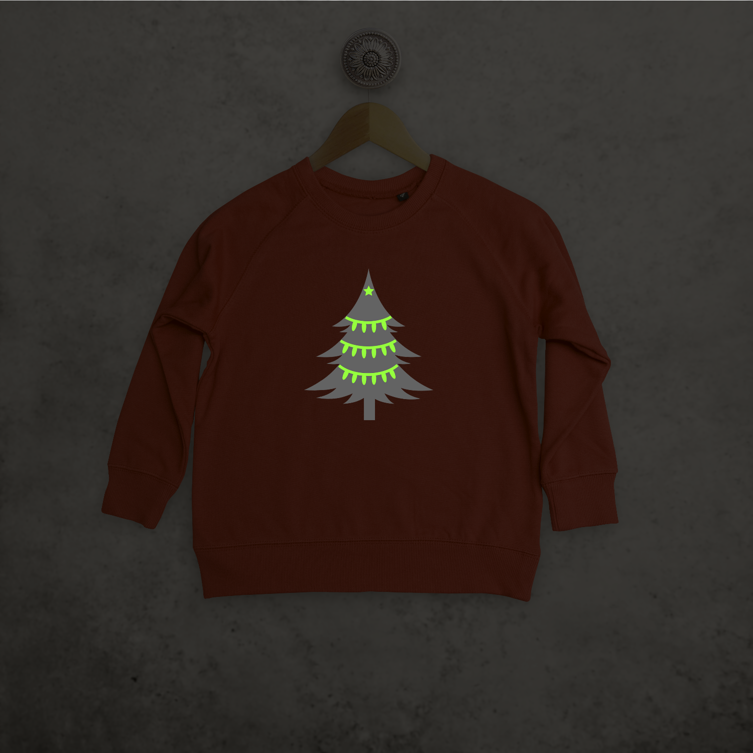 Christmas tree glow in the dark kids sweater