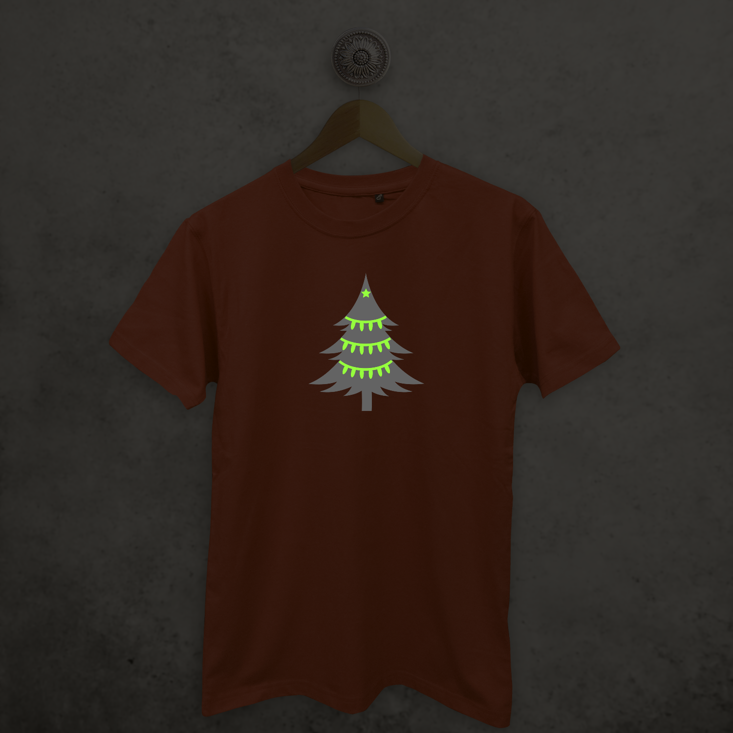 Christmas tree glow in the dark adult shirt