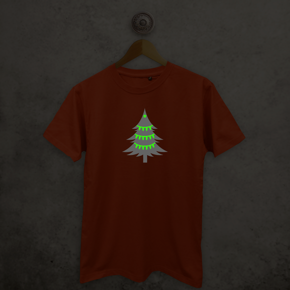 Christmas tree glow in the dark adult shirt