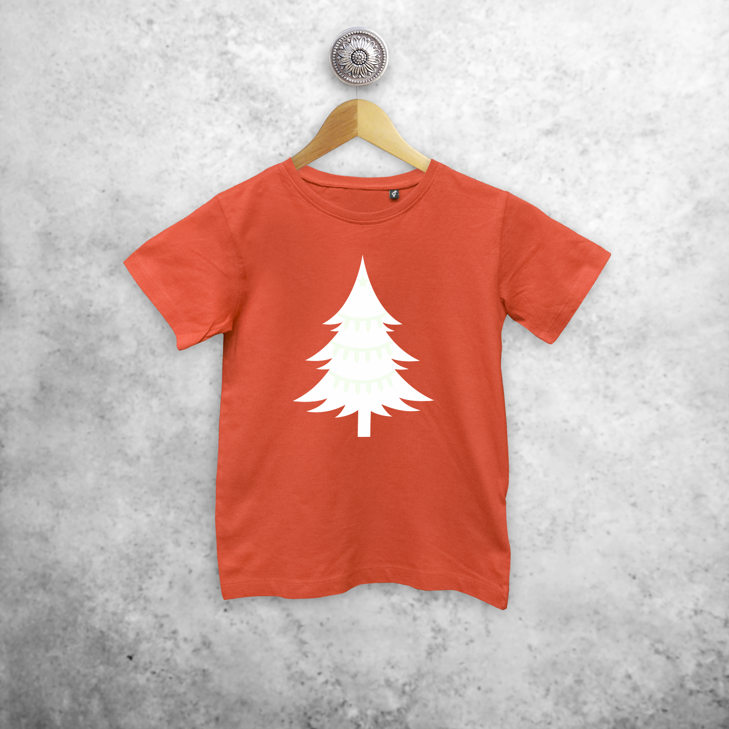 Christmas tree glow in the dark kids shortsleeve shirt