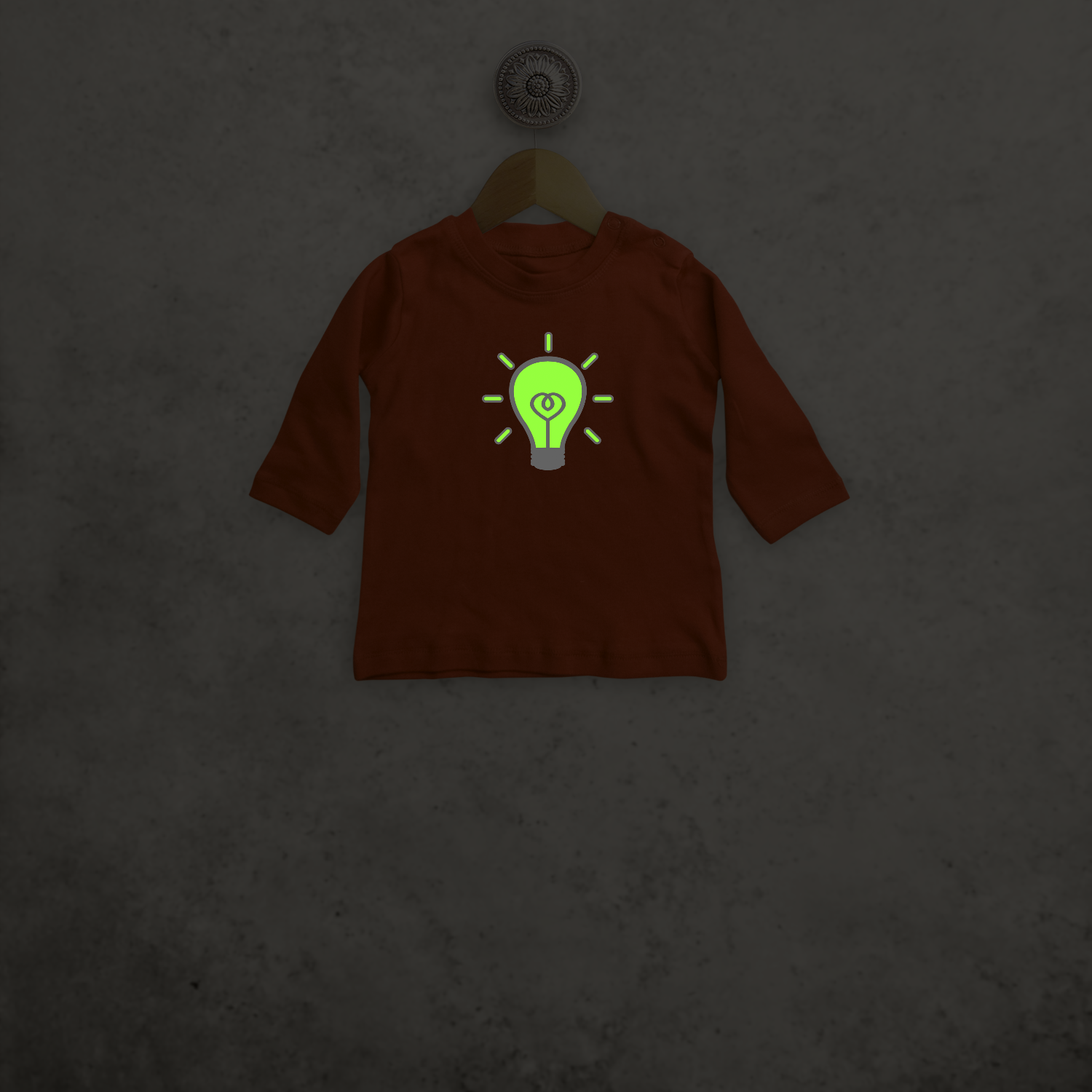 Light bulb glow in the dark baby longsleeve shirt