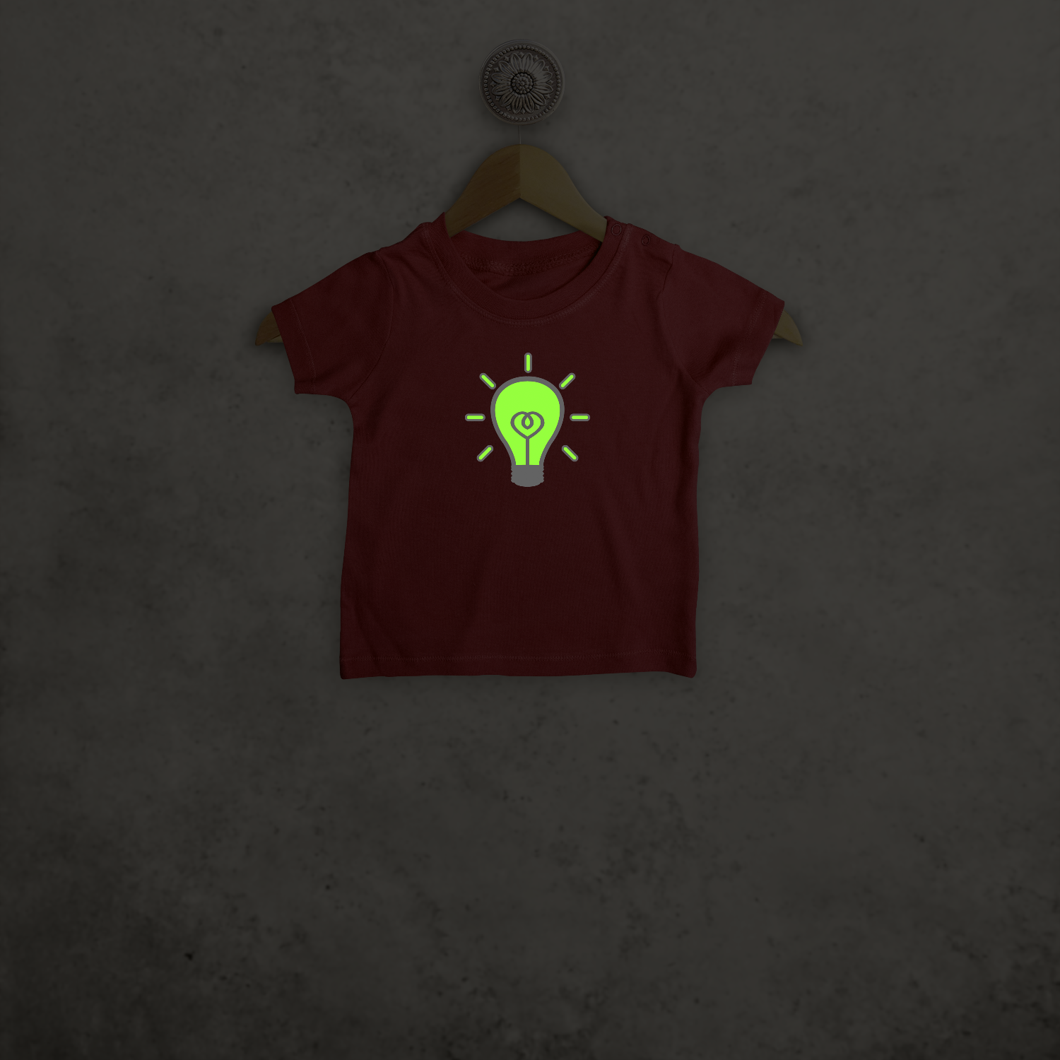 Light bulb glow in the dark baby shortsleeve shirt