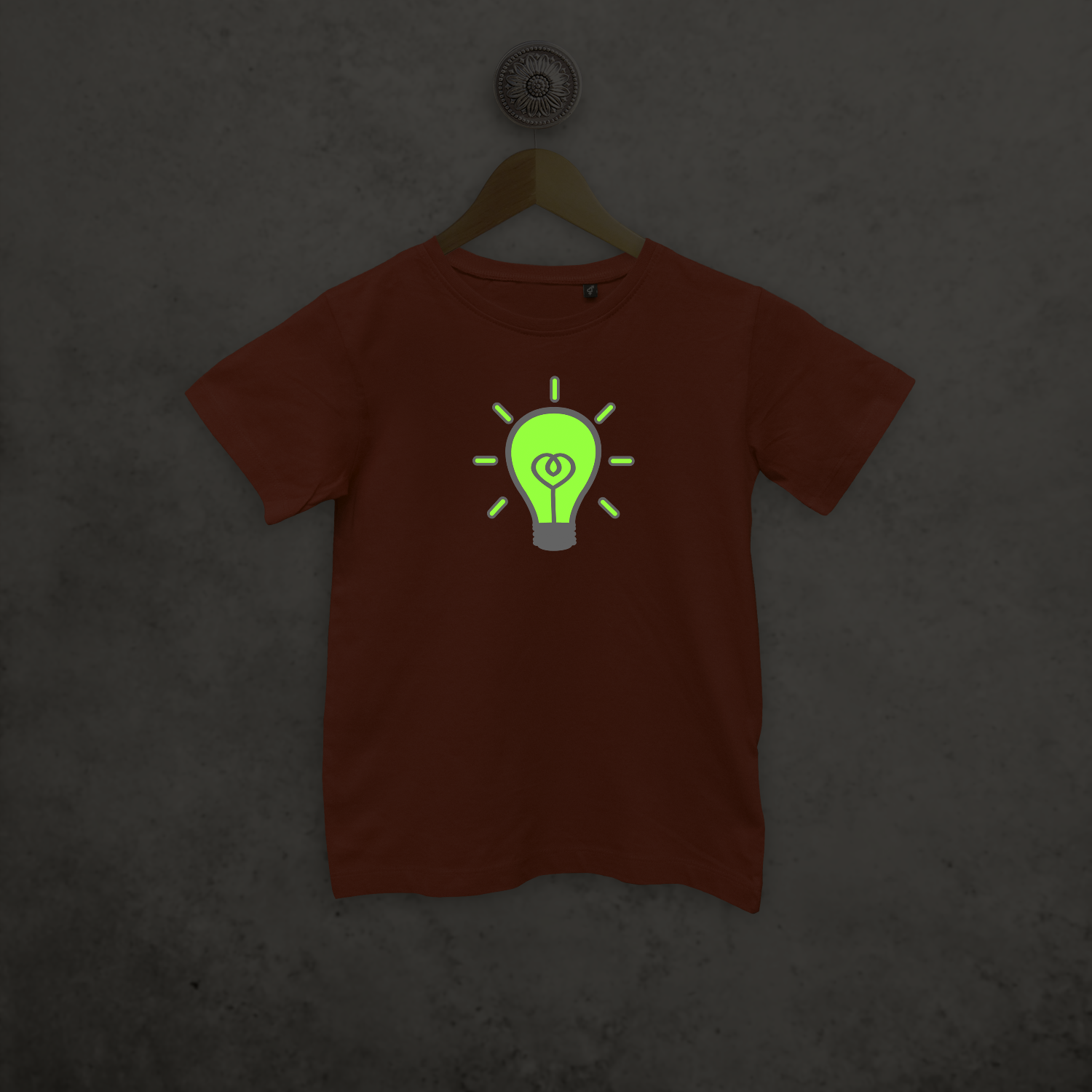 Light bulb glow in the dark kids shortsleeve shirt