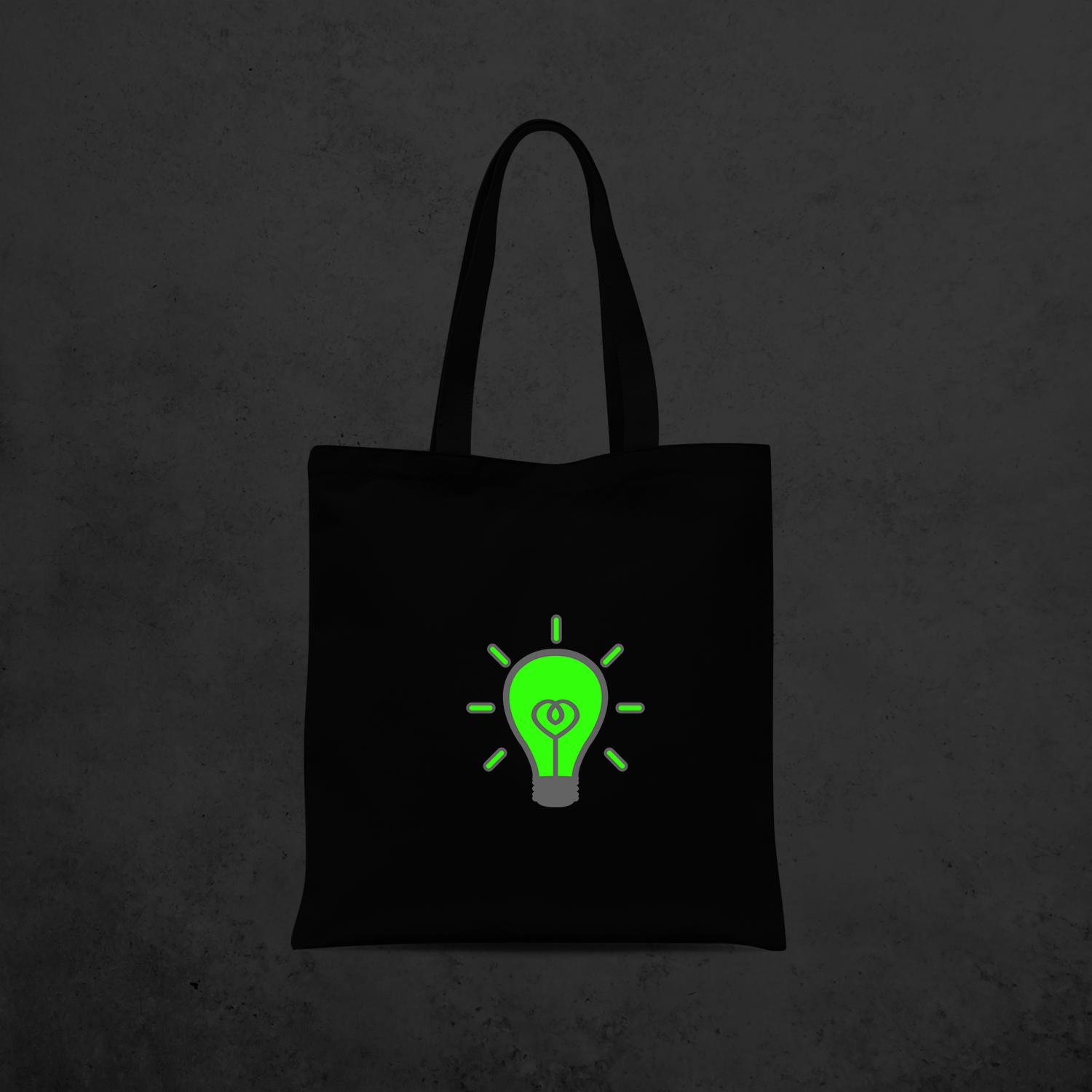 Light bulb glow in the dark tote bag