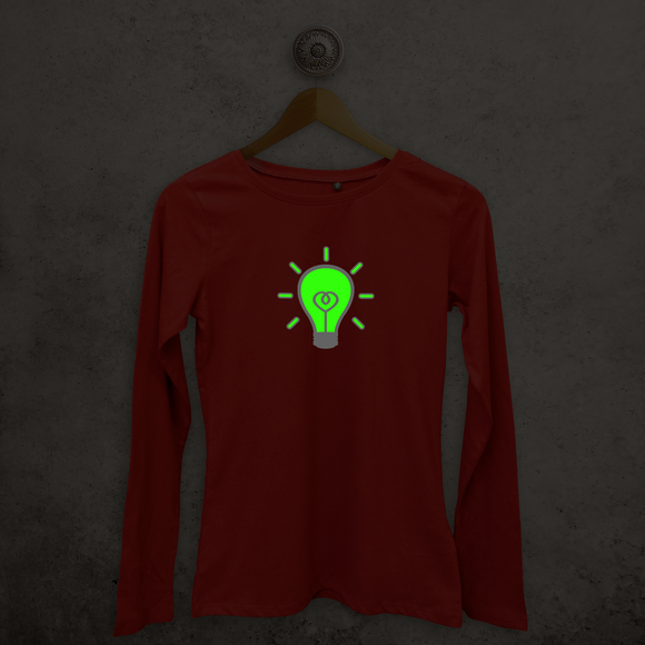 Light bulb glow in the dark adult longsleeve shirt