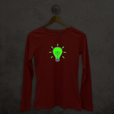 Light bulb glow in the dark adult longsleeve shirt