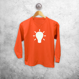 Light bulb glow in the dark kids longsleeve shirt