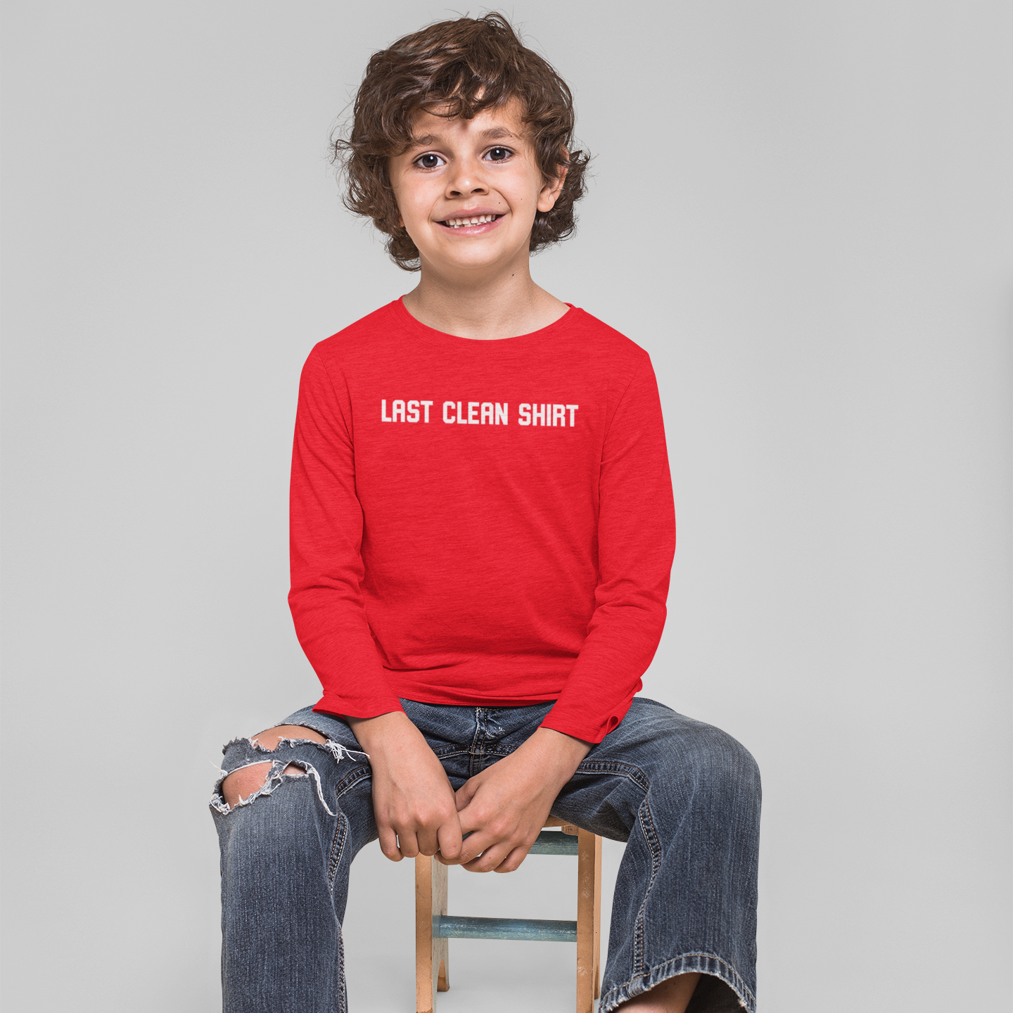 'Last clean shirt' kids longsleeve shirt