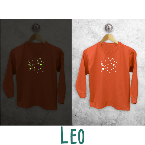 Star sign glow in the dark kids longsleeve shirt