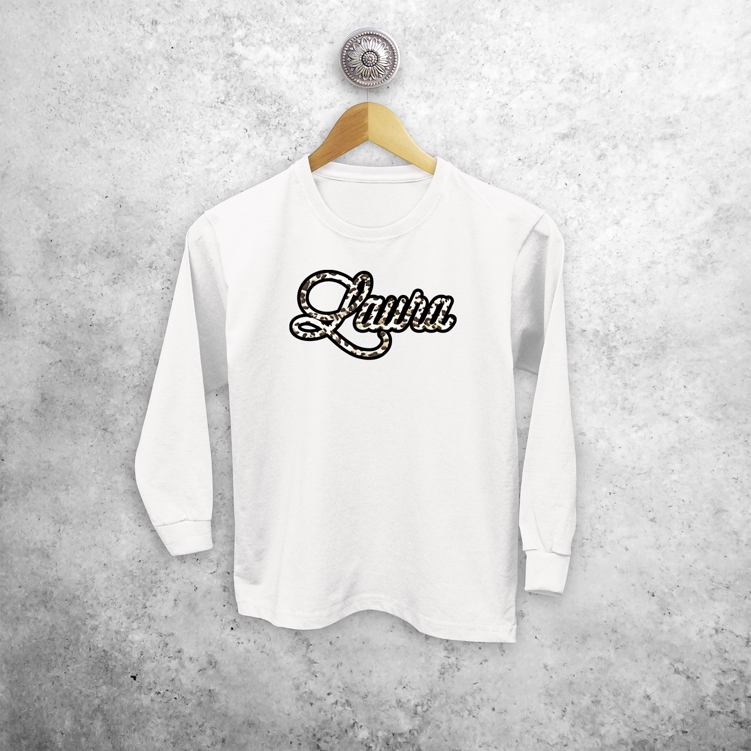 Leopard name kids longsleeve shirt