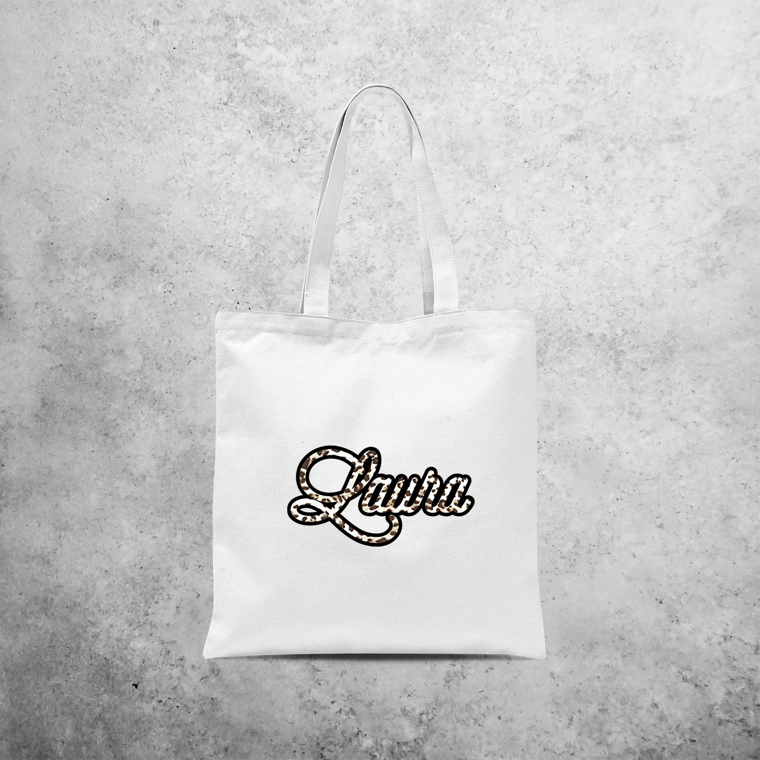 Leopard name tote bag