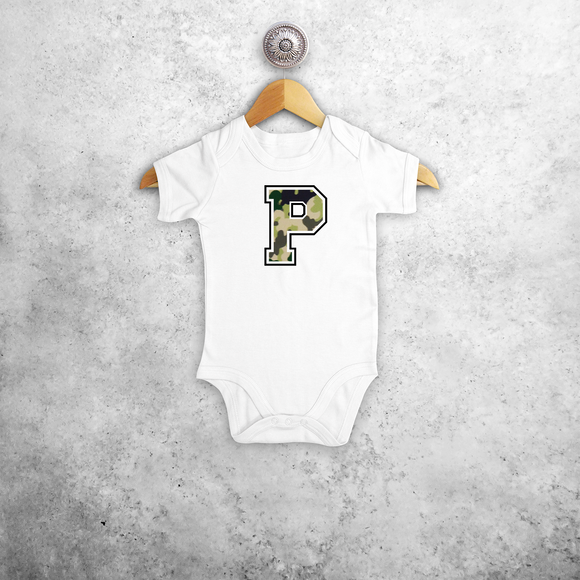 Camouflage letter baby shortsleeve bodysuit