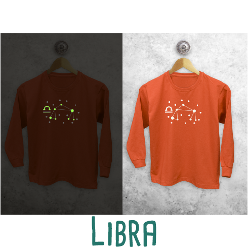 Star sign glow in the dark kids longsleeve shirt