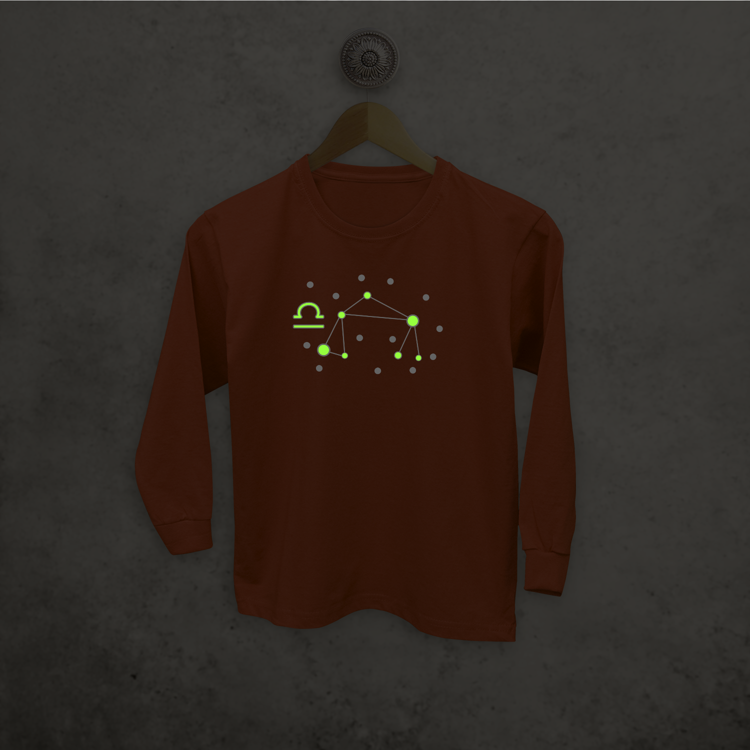 Star sign glow in the dark kids longsleeve shirt