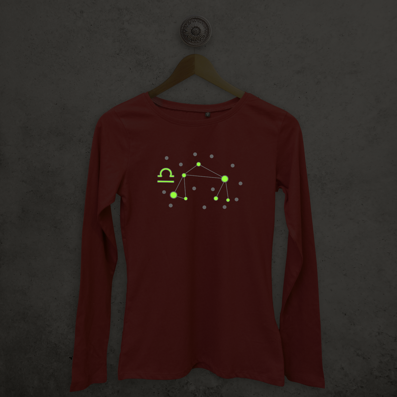 Star sign glow in the dark adult longsleeve shirt