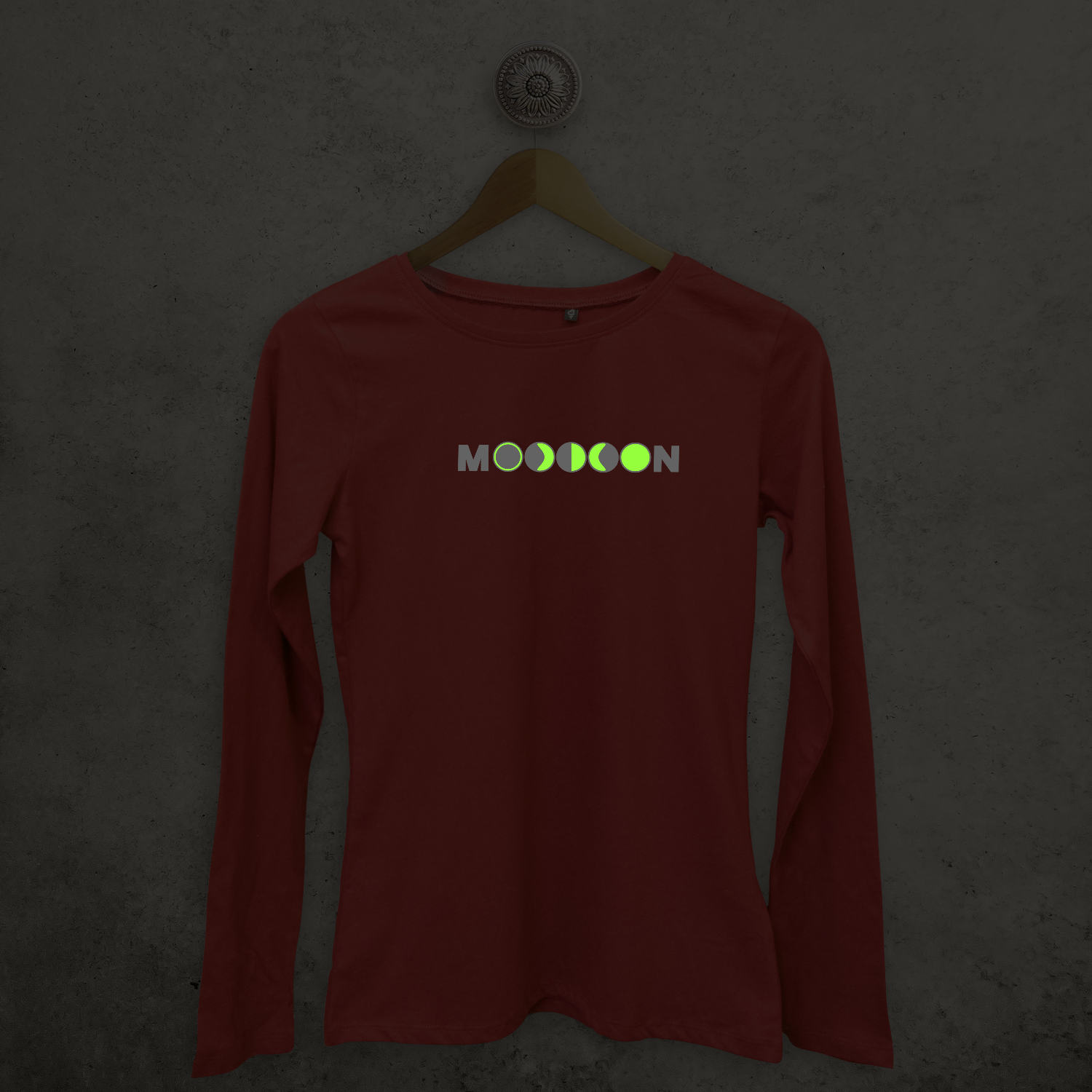 Moon glow in the dark adult longsleeve shirt