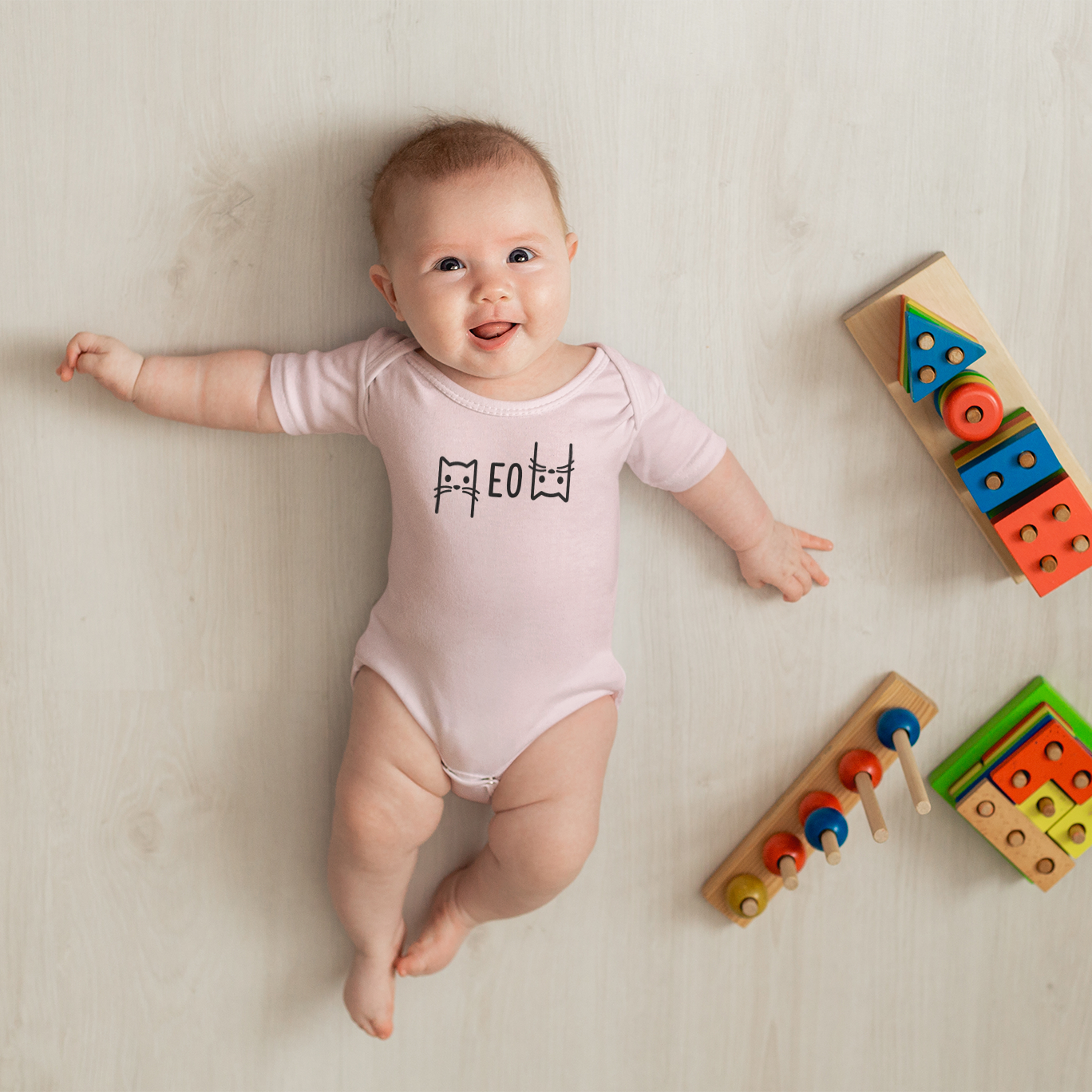 'Meow' baby shortsleeve bodysuit