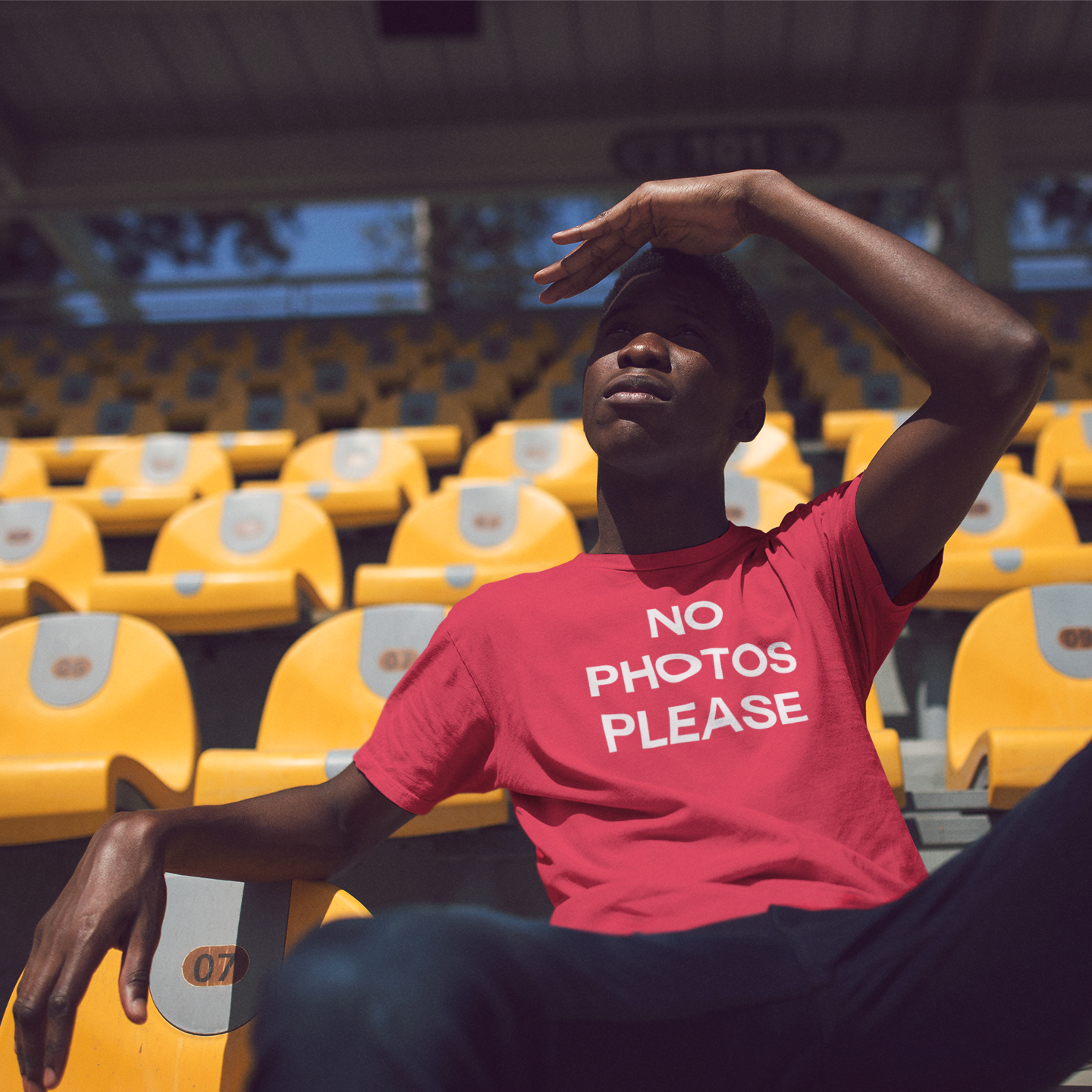 'No photos please' adult shirt