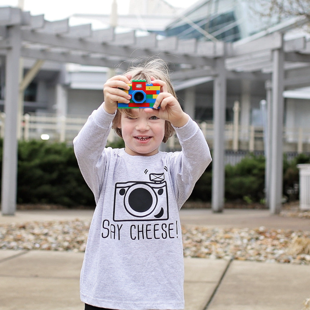 'Say cheese' kids longsleeve shirt