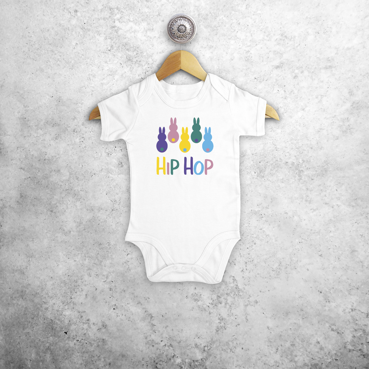 'Hip hop' bunnies baby shortsleeve bodysuit