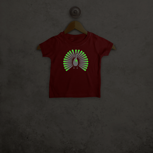 Peacock glow in the dark baby shortsleeve shirt