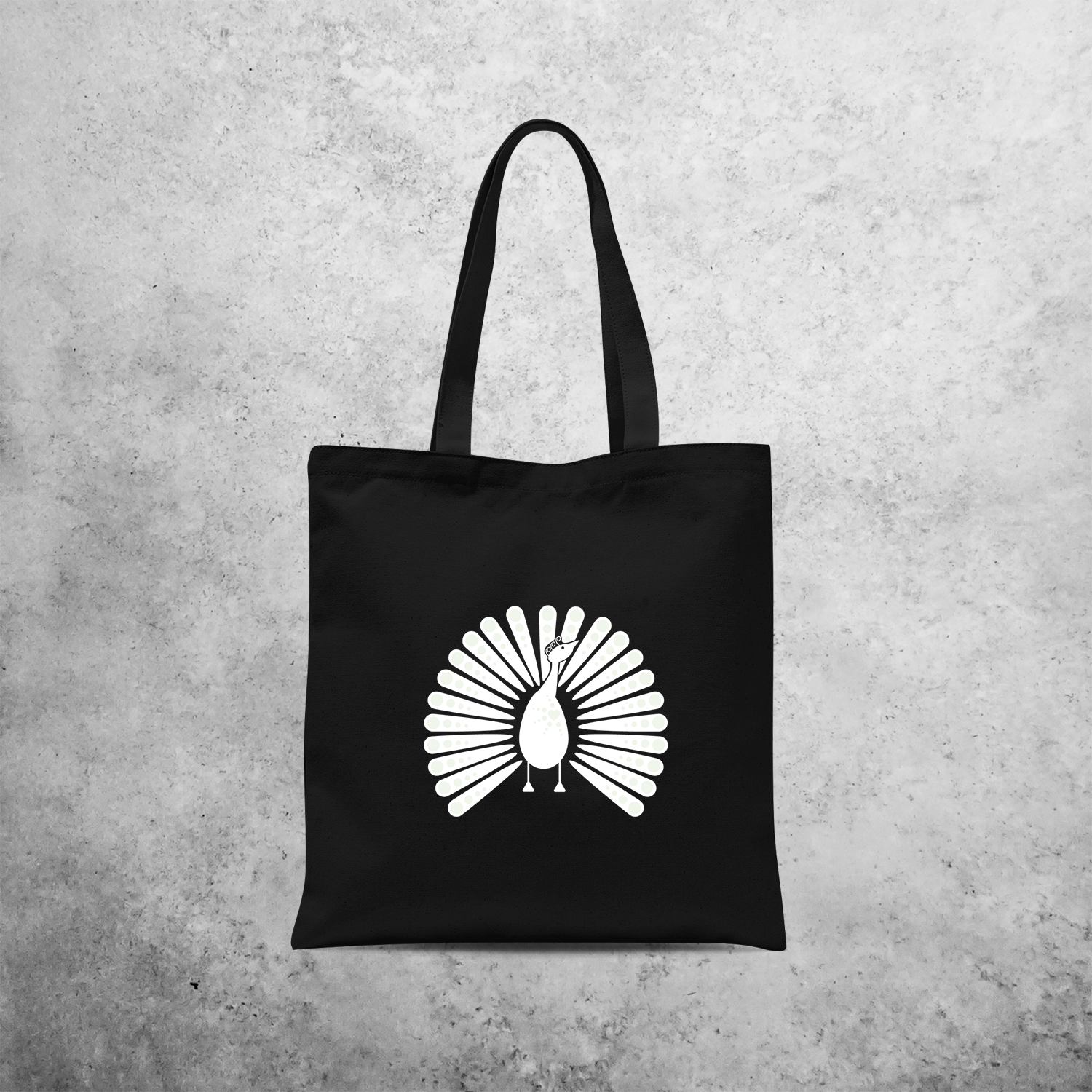 Peacock glow in the dark tote bag