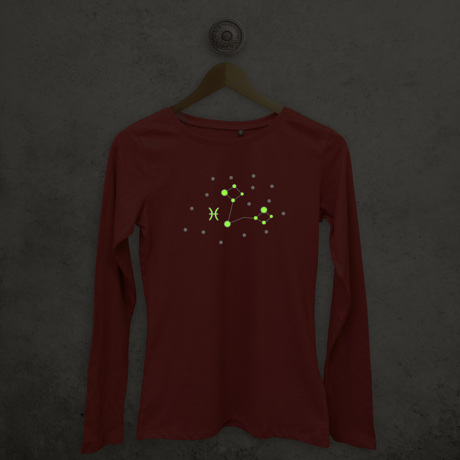 Star sign glow in the dark adult longsleeve shirt