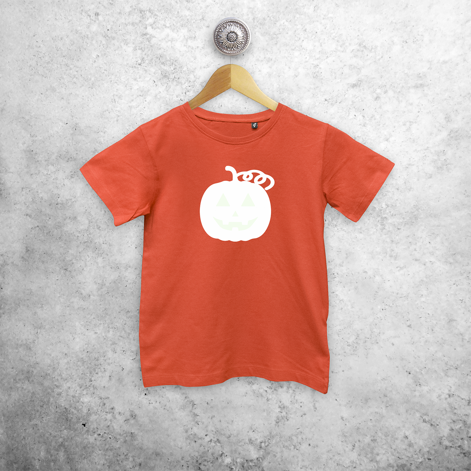 Pumpkin glow in the dark kids shortsleeve shirt