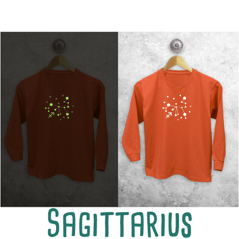 Star sign glow in the dark kids longsleeve shirt