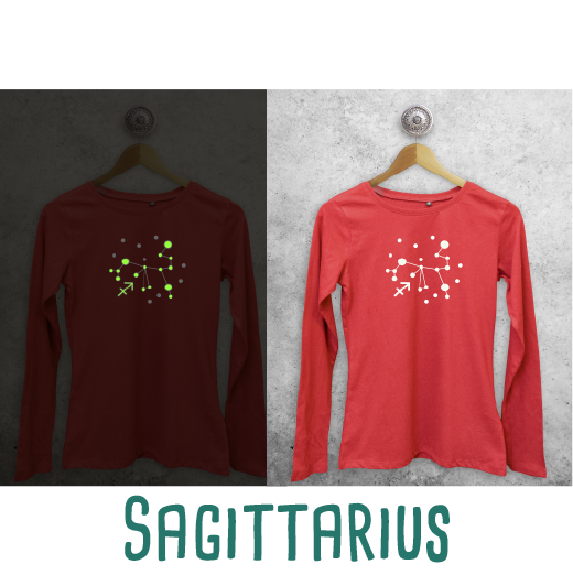 Star sign glow in the dark adult longsleeve shirt