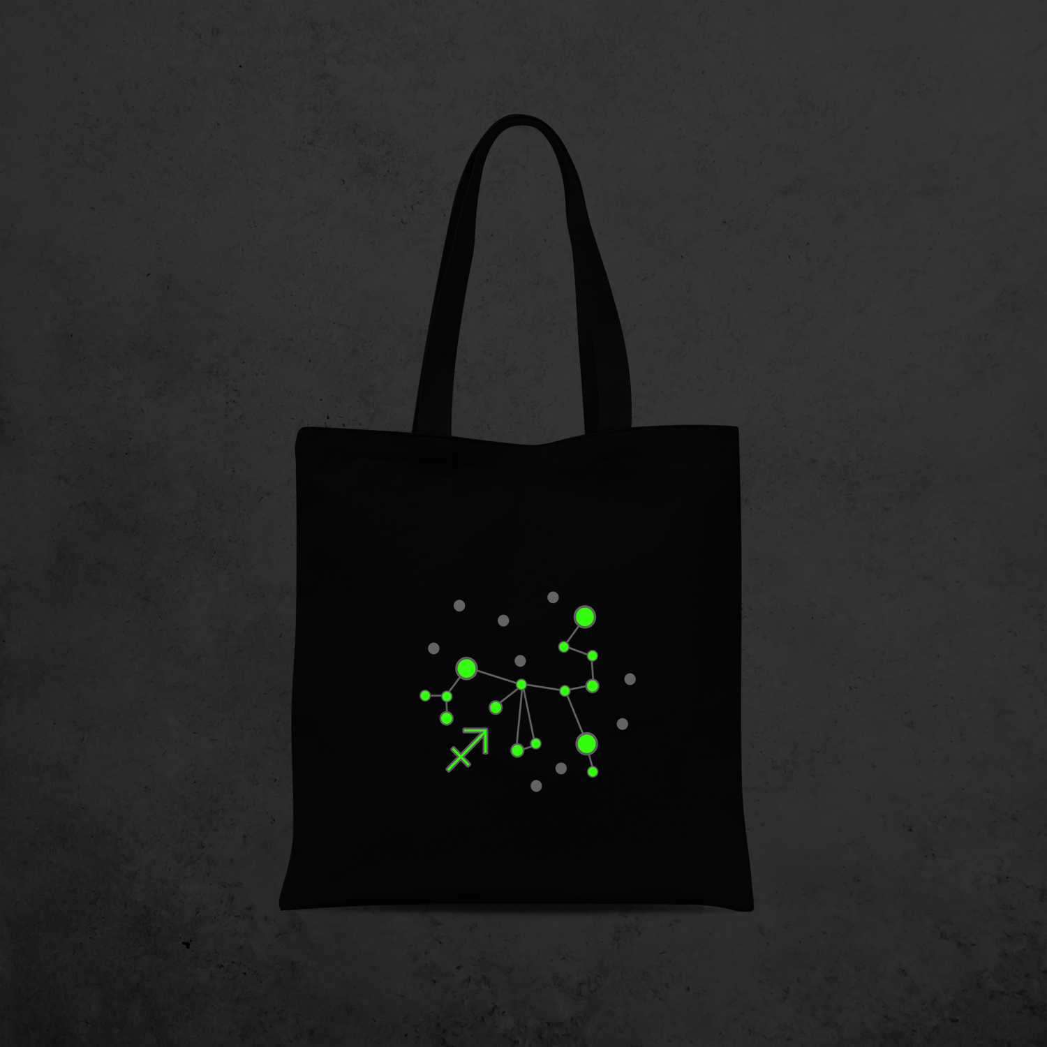 Star sign glow in the dark tote bag