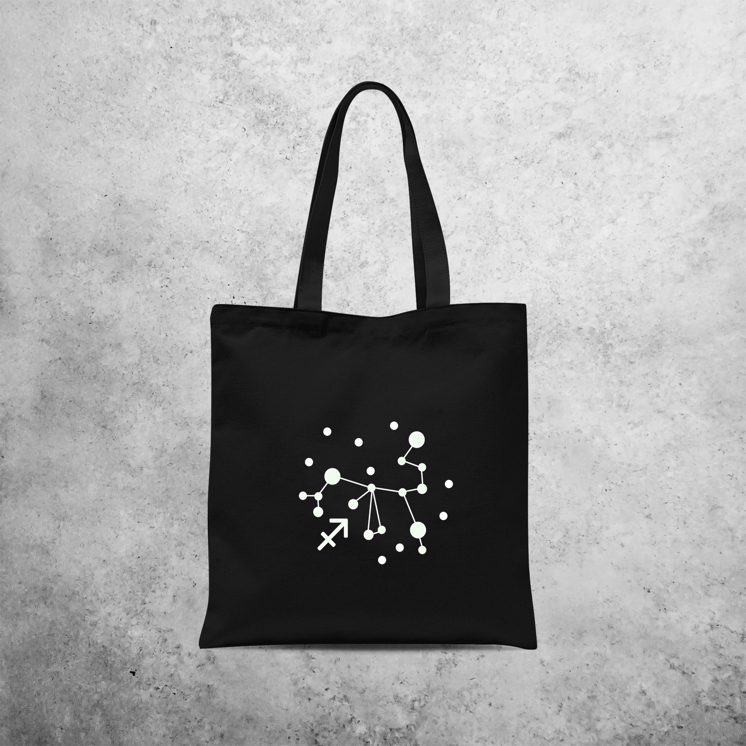 Star sign glow in the dark tote bag