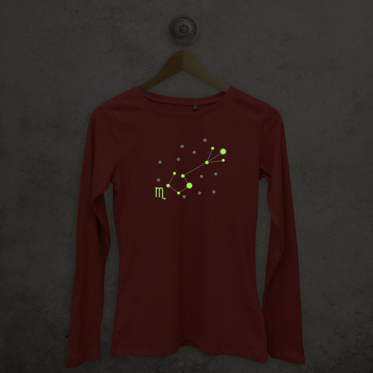 Star sign glow in the dark adult longsleeve shirt