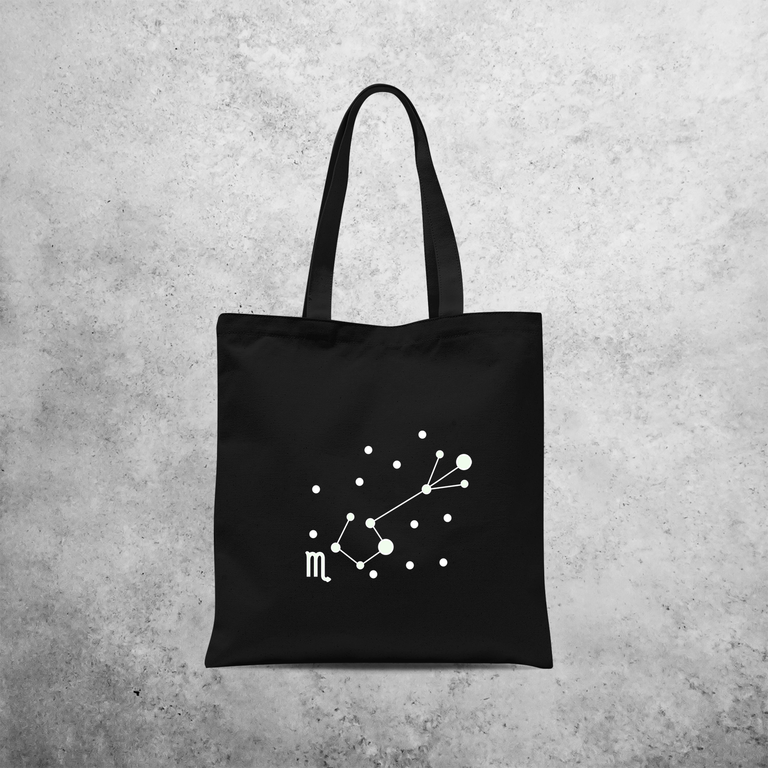 Star sign glow in the dark tote bag