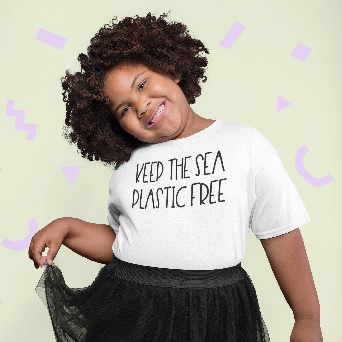 'Keep the sea plastic free' kids shortsleeve shirt