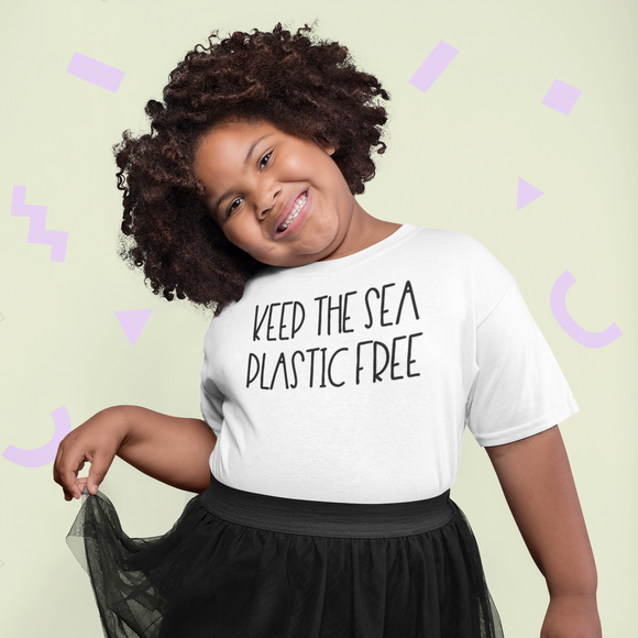 'Keep the sea plastic free' kids shortsleeve shirt