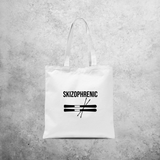 Tote bag, with ‘Skizophrenic’ print by KMLeon.