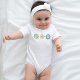 Smiley flowers baby shortsleeve bodysuit