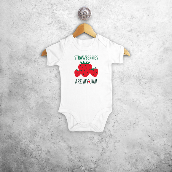 'Strawberries are my jam' baby shortsleeve bodysuit