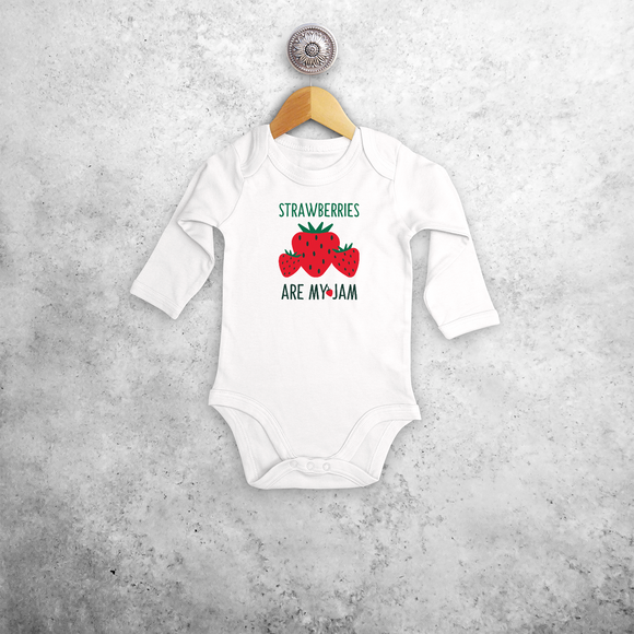 'Strawberries are my jam' baby longsleeve bodysuit