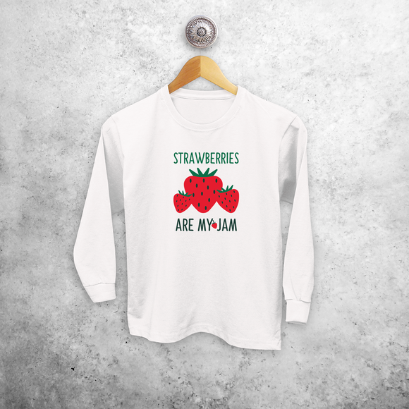 'Strawberries are my jam' kids longsleeve shirt