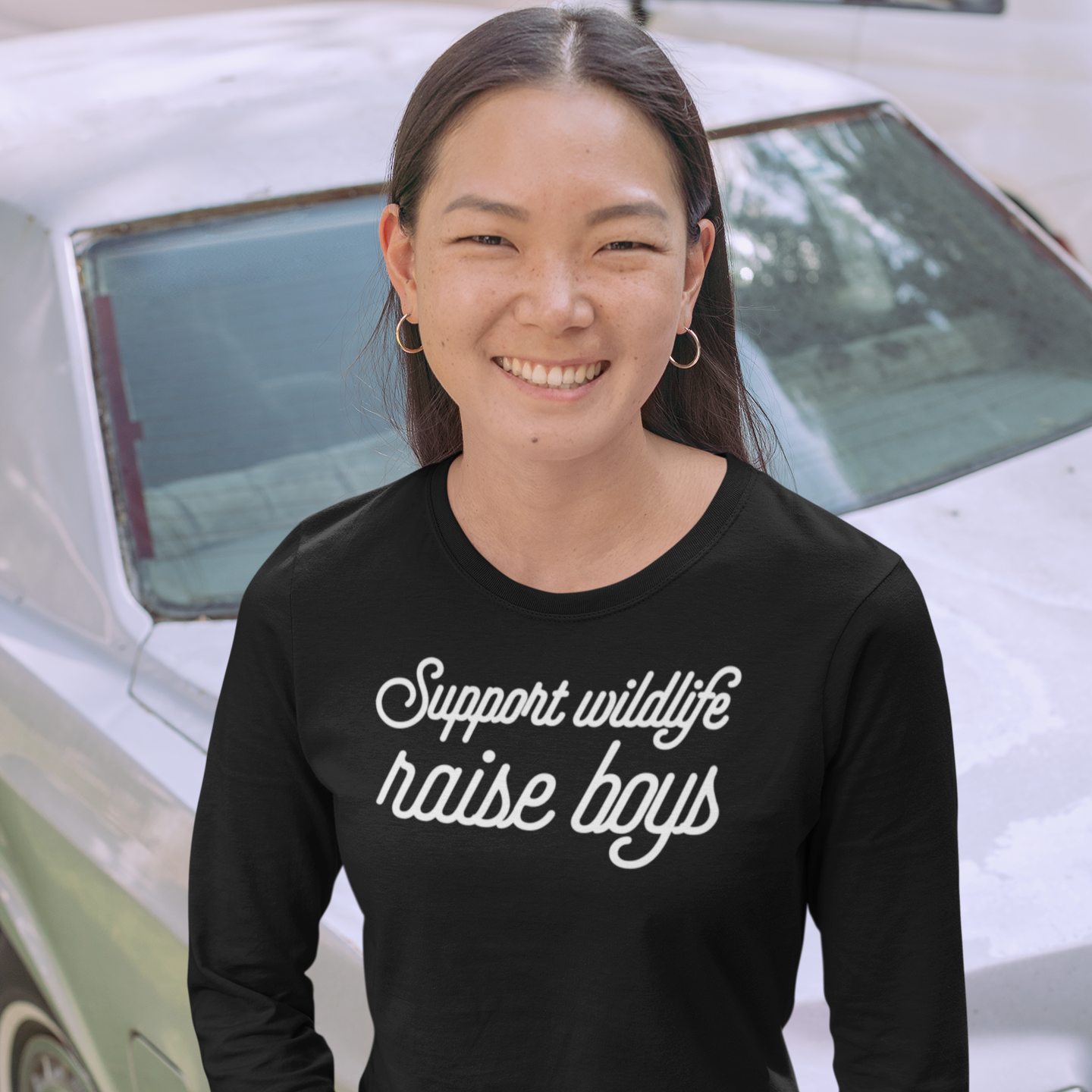 'Support wildlife, raise boys' adult longsleeve shirt